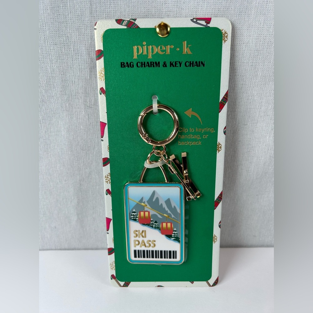 New Piper K Ski Pass Bag Charm & Key Chain